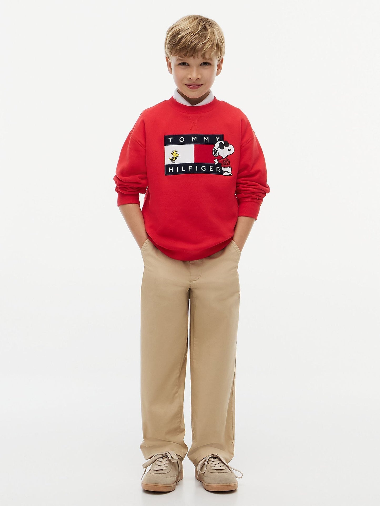 Dsiney Kidz - Tommy Hilfiger Red Peanuts® Flag Graphic Embroidery Jumper image 3