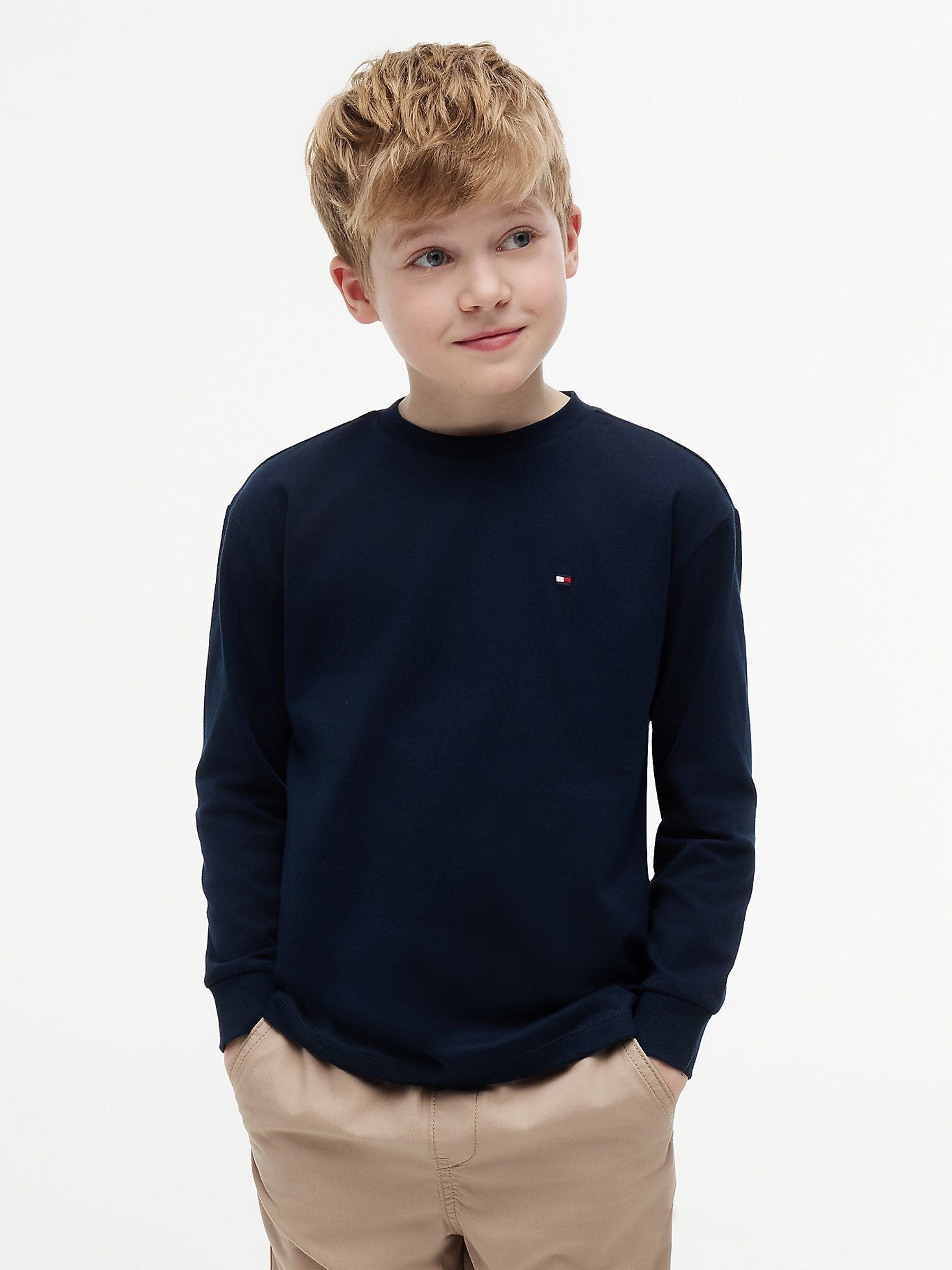 Dsiney Kidz - Tommy Hilfiger Blue Essential Flag Embroidery Long Sleeve T-Shirt image 1