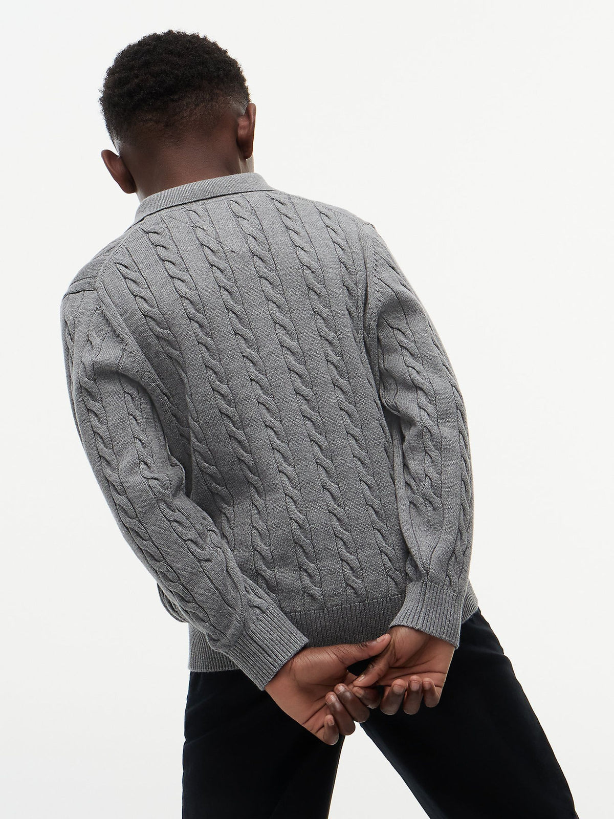 Dsiney Kidz - Tommy Hilfiger Grey Cable Knit Polo Jumper image 4