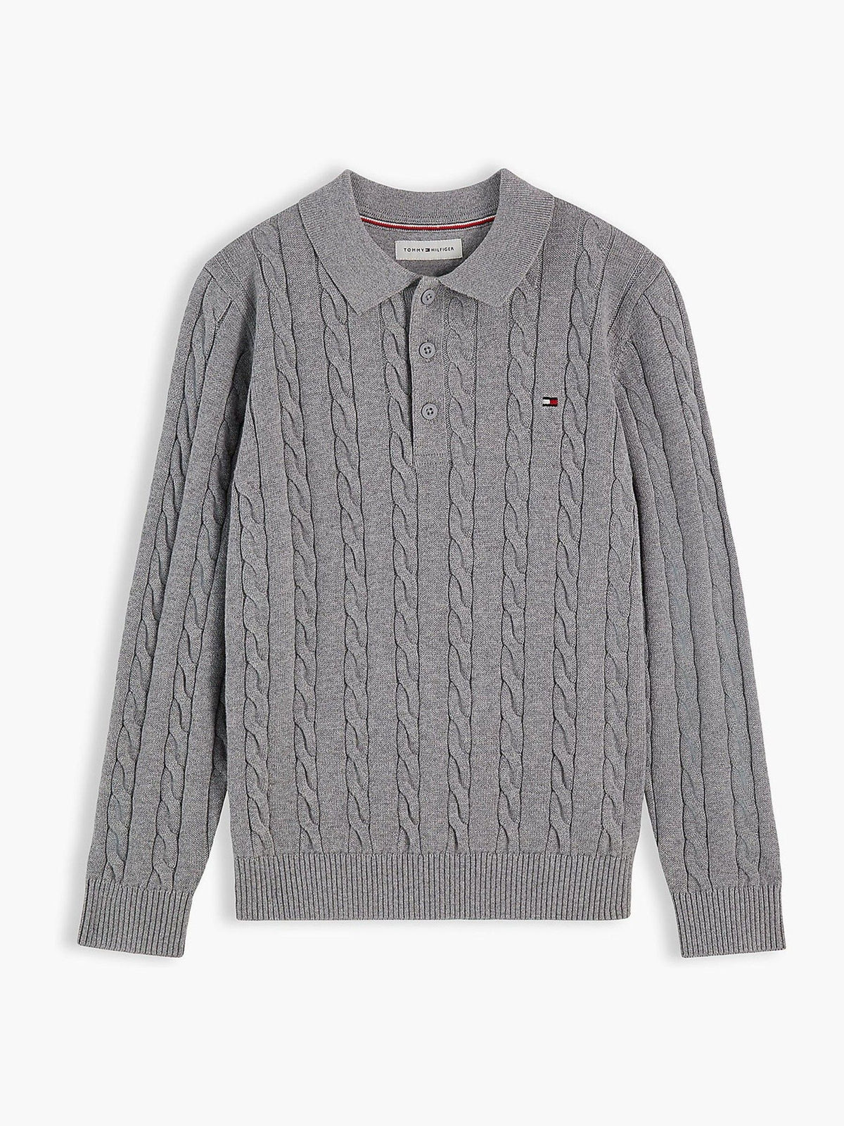 Dsiney Kidz - Tommy Hilfiger Grey Cable Knit Polo Jumper image 5