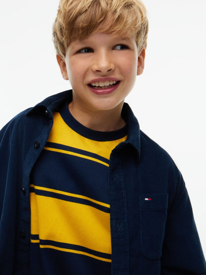 Dsiney Kidz - Tommy Hilfiger Blue Regular Fit Patch Pocket Corduroy Shirt image 3