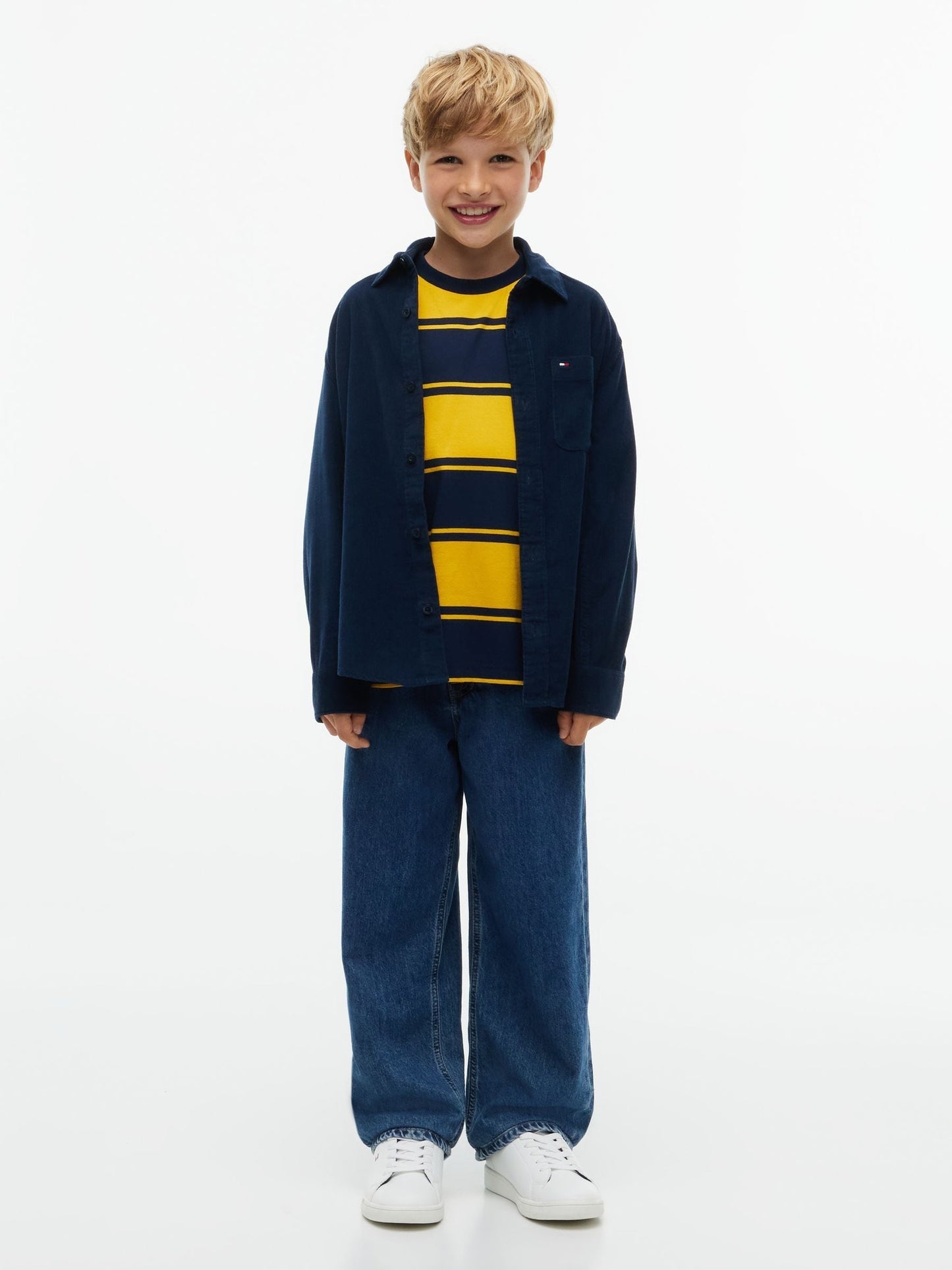 Dsiney Kidz - Tommy Hilfiger Blue Regular Fit Patch Pocket Corduroy Shirt image 4