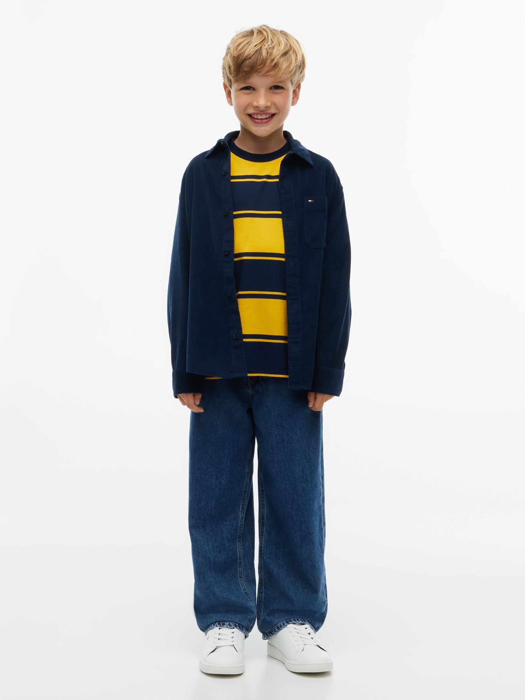 Dsiney Kidz - Tommy Hilfiger Blue Regular Fit Patch Pocket Corduroy Shirt image 4