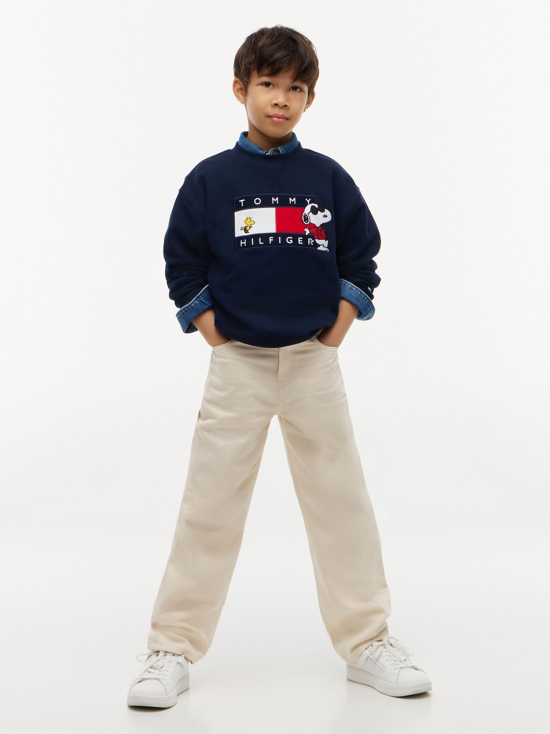 Dsiney Kidz - Tommy Hilfiger Blue Peanuts® Flag Graphic Embroidery Jumper image 3