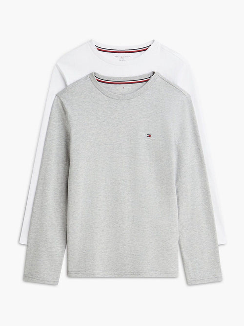 Dsiney Kidz - Tommy Hilfiger Grey Signature Jersey Long Sleeve Lounge T-Shirts 2-Pack image 1
