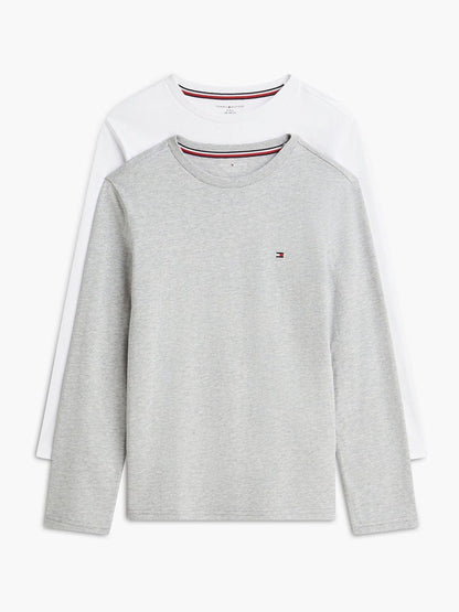 Dsiney Kidz - Tommy Hilfiger Grey Signature Jersey Long Sleeve Lounge T-Shirts 2-Pack image 1
