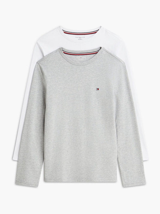 Dsiney Kidz - Tommy Hilfiger Grey Signature Jersey Long Sleeve Lounge T-Shirts 2-Pack image 1