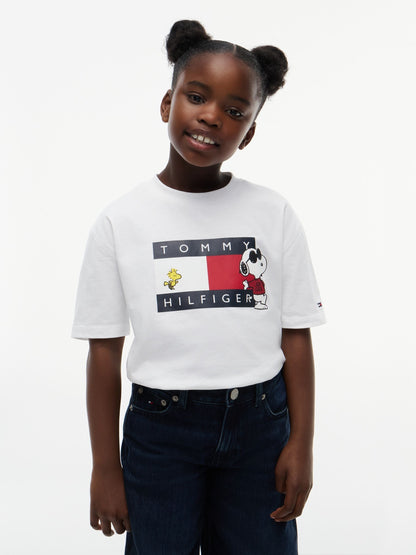 Dsiney Kidz - Tommy Hilfiger White Peanuts® Flag Graphic Jersey T-Shirt image 1