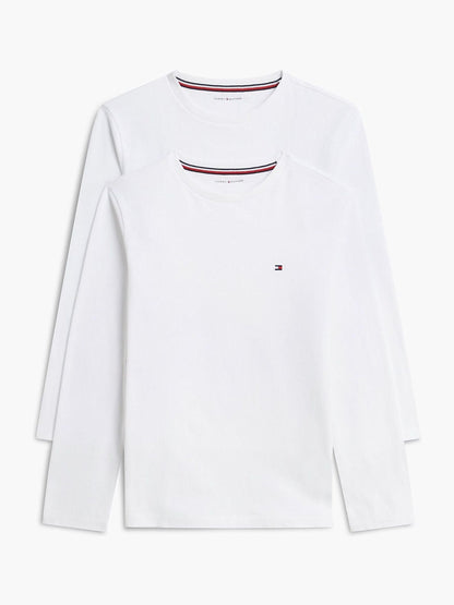 Dsiney Kidz - Tommy Hilfiger White Signature Jersey Long Sleeve Lounge T-Shirts 2-Pack image 1