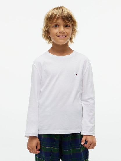 Dsiney Kidz - Tommy Hilfiger White Signature Jersey Long Sleeve Lounge T-Shirts 2-Pack image 2