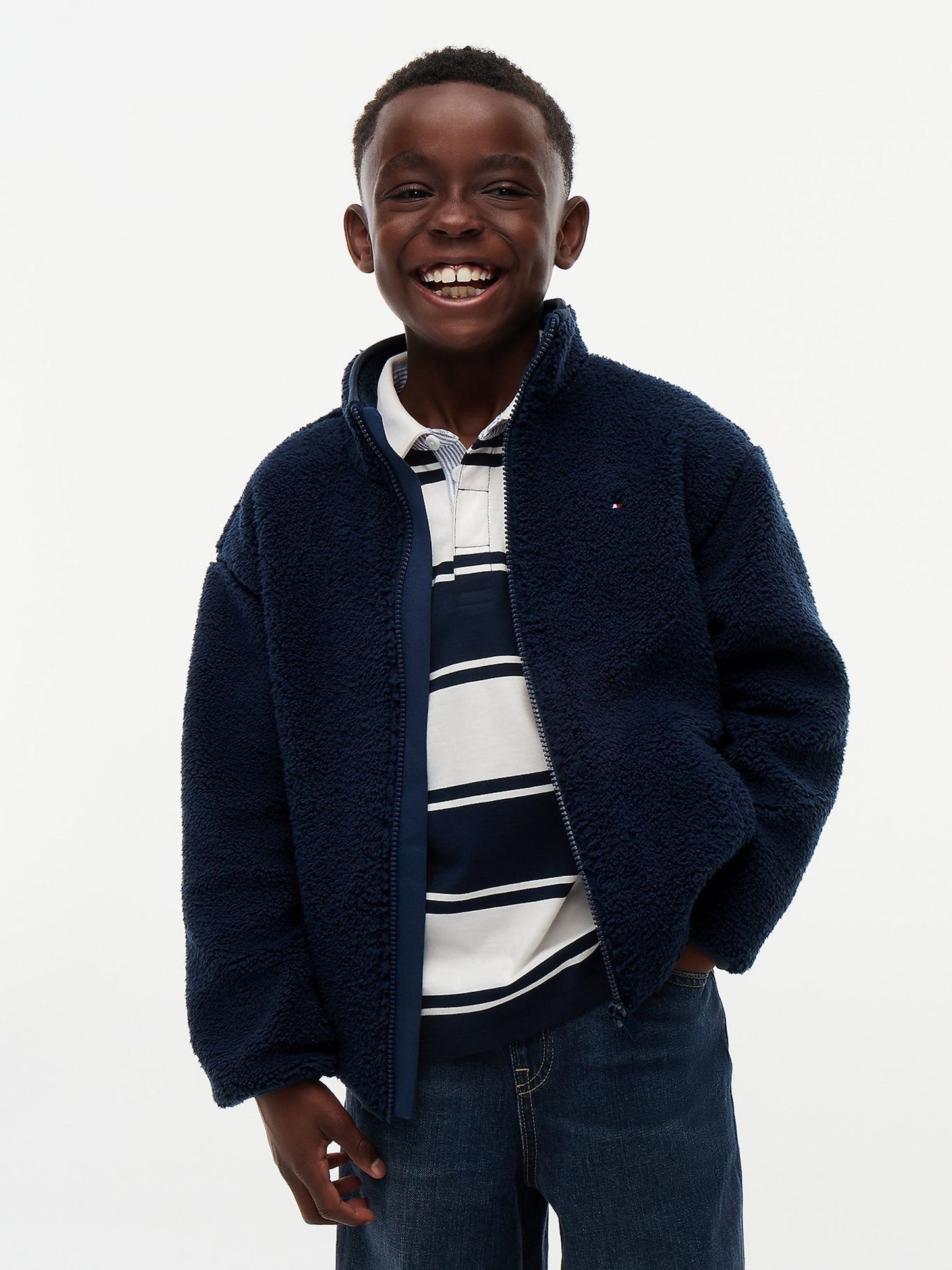 Dsiney Kidz - Tommy Hilfiger Blue Back Flag Polar Fleece Zip-Thru Sweatshirt image 1