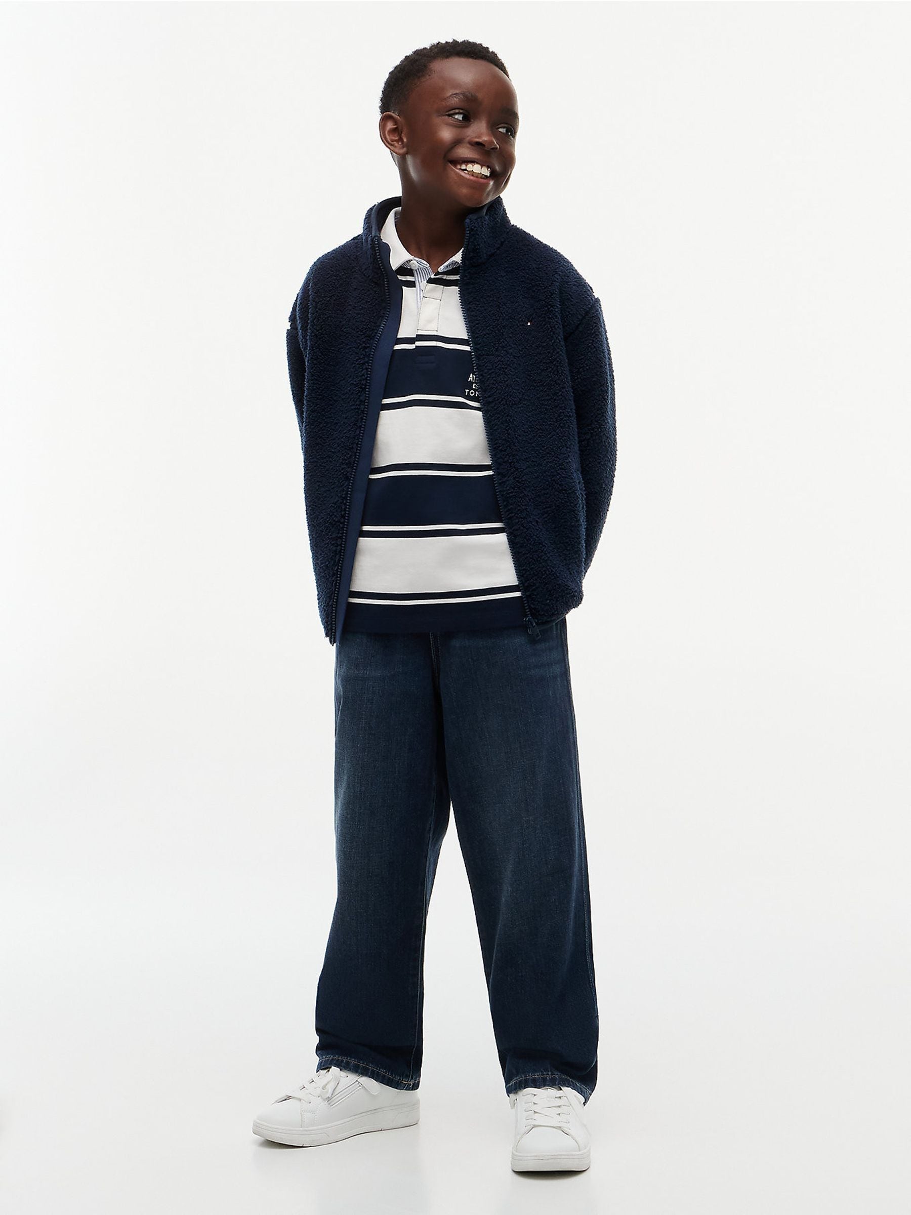 Dsiney Kidz - Tommy Hilfiger Blue Back Flag Polar Fleece Zip-Thru Sweatshirt image 2
