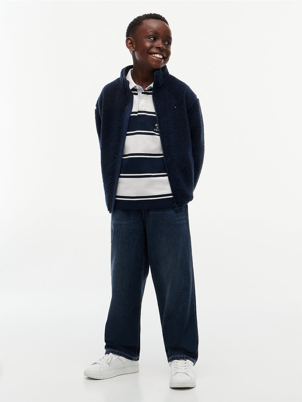 Dsiney Kidz - Tommy Hilfiger Blue Back Flag Polar Fleece Zip-Thru Sweatshirt image 2