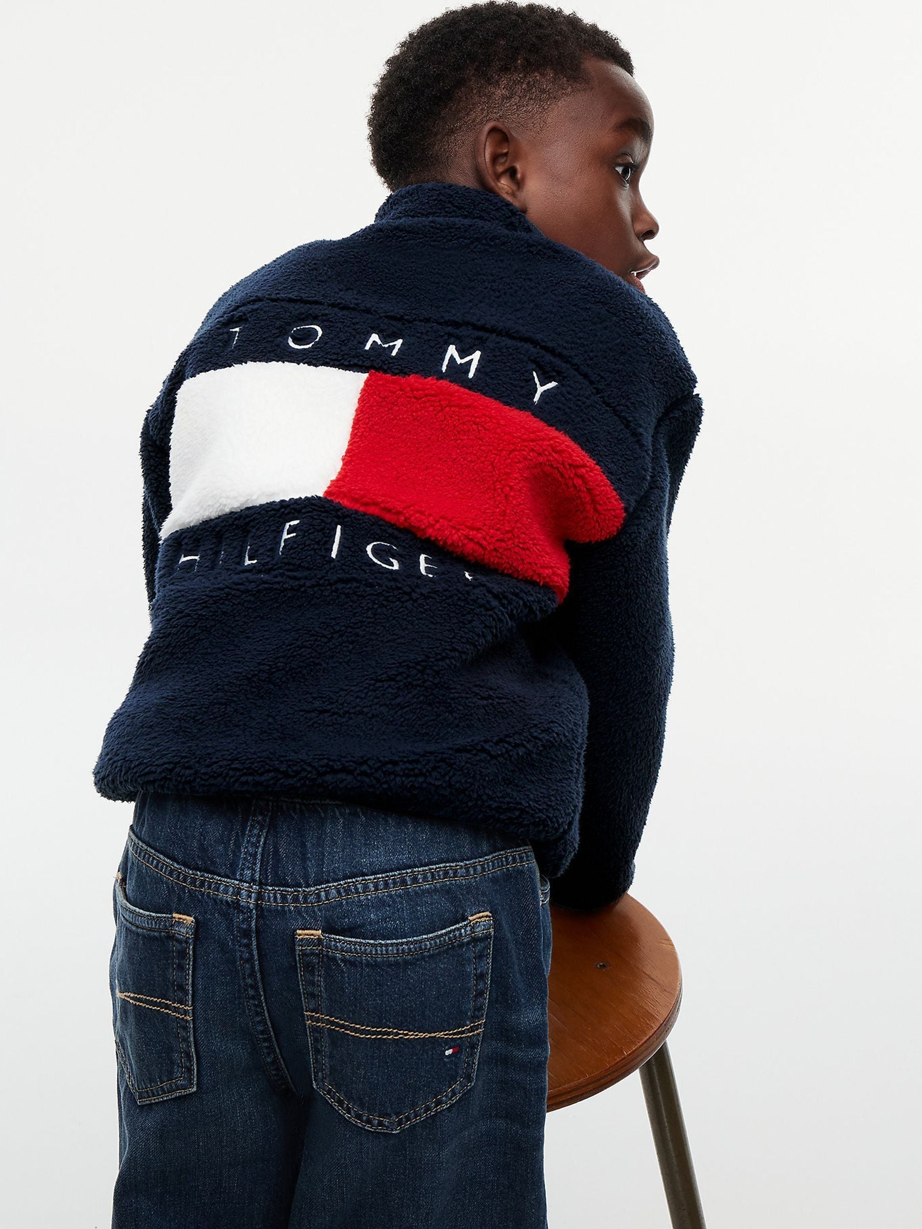 Dsiney Kidz - Tommy Hilfiger Blue Back Flag Polar Fleece Zip-Thru Sweatshirt image 4