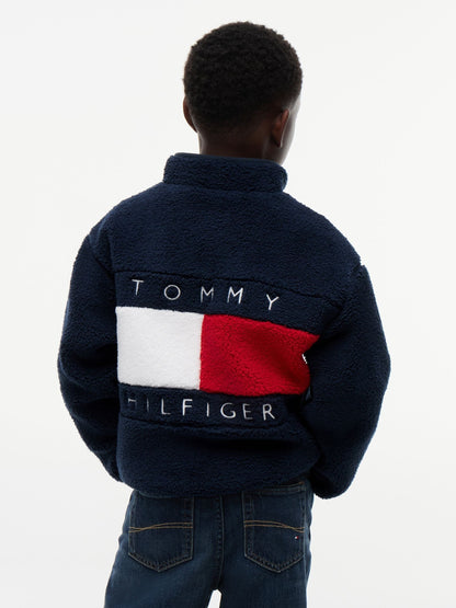 Dsiney Kidz - Tommy Hilfiger Blue Back Flag Polar Fleece Zip-Thru Sweatshirt image 5