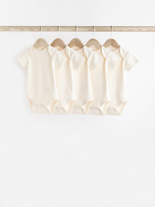 Dsiney Kidz - Cream Essential Baby Short Sleeve Bodysuits 5 Pack image 1