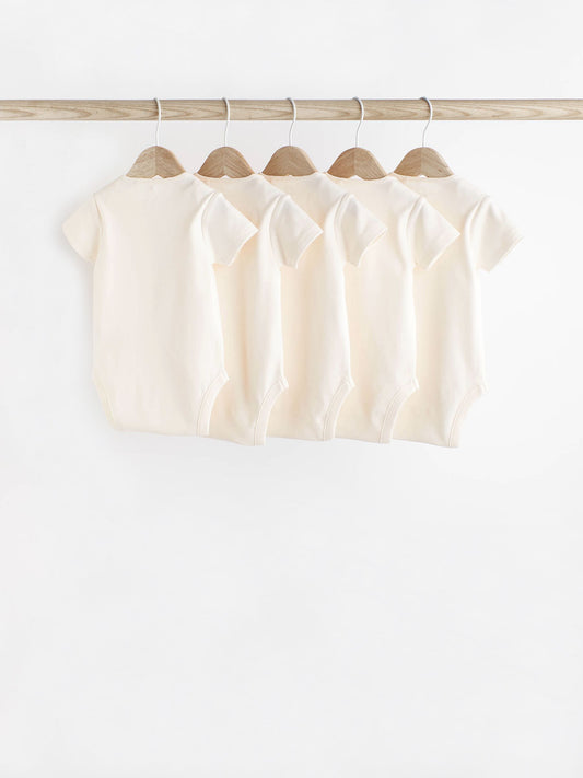 Dsiney Kidz - Cream Essential Baby Short Sleeve Bodysuits 5 Pack image 2