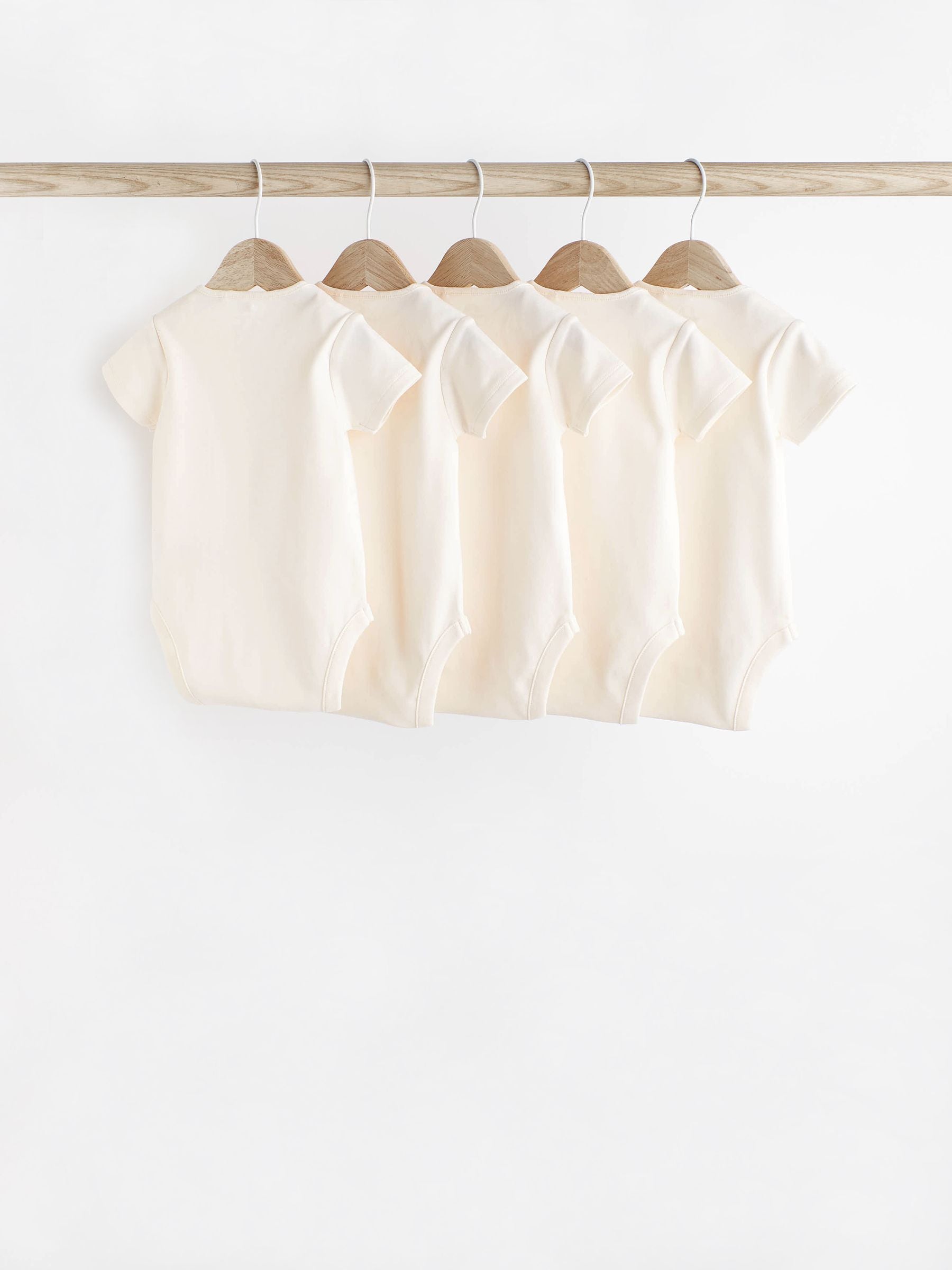 Cream Essential Baby Short Sleeve Bodysuits 5 Pack image 2