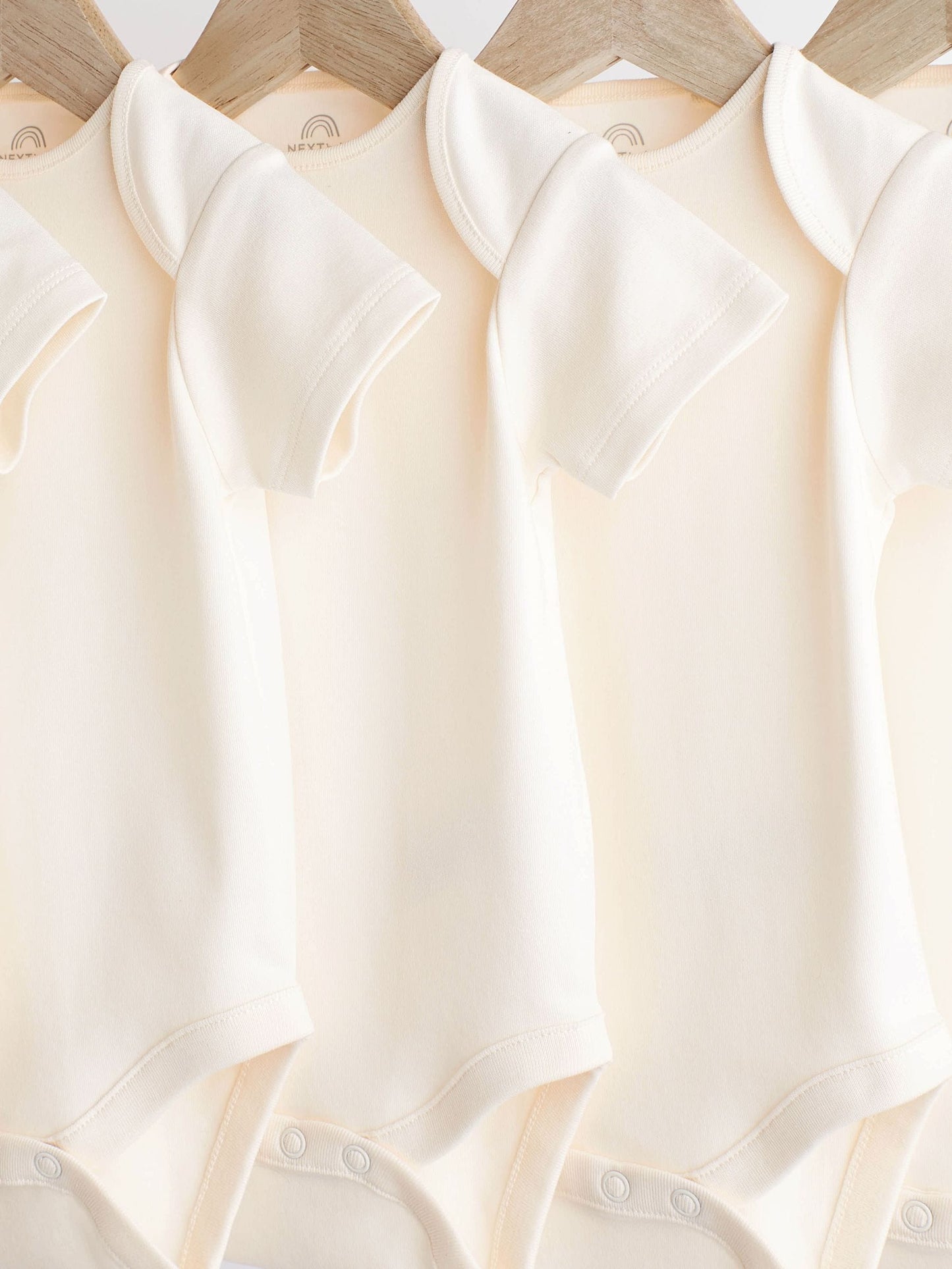 Cream Essential Baby Short Sleeve Bodysuits 5 Pack image 3