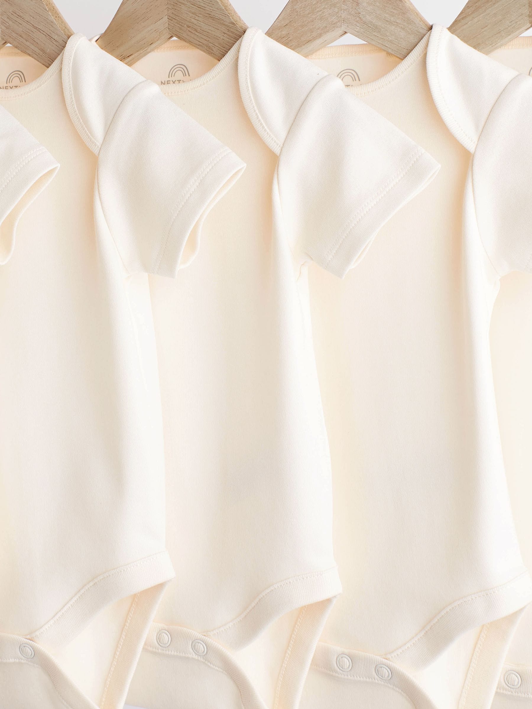 Cream Essential Baby Short Sleeve Bodysuits 5 Pack image 3