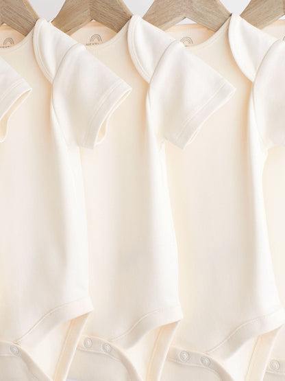 Cream Essential Baby Short Sleeve Bodysuits 5 Pack image 3