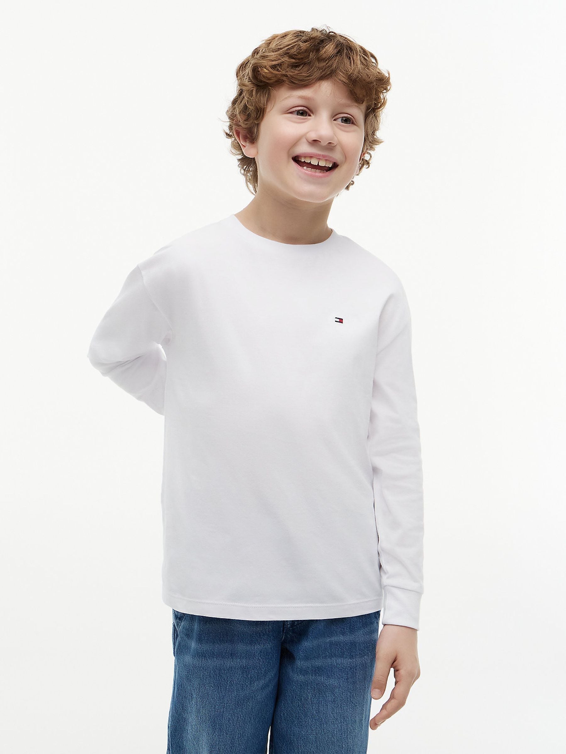 Dsiney Kidz - Tommy Hilfiger White Essential Flag Embroidery Long Sleeve T-Shirt image 1