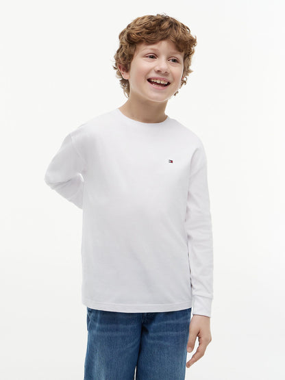 Dsiney Kidz - Tommy Hilfiger White Essential Flag Embroidery Long Sleeve T-Shirt image 1