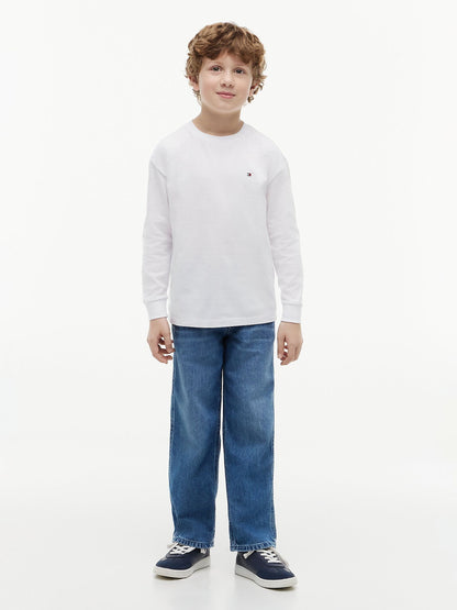 Dsiney Kidz - Tommy Hilfiger White Essential Flag Embroidery Long Sleeve T-Shirt image 2