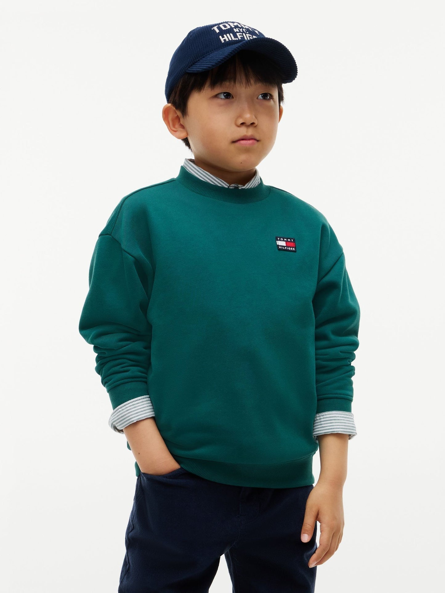 Dsiney Kidz - Tommy Hilfiger Green Flag Logo Crew Neck Sweatshirt image 1