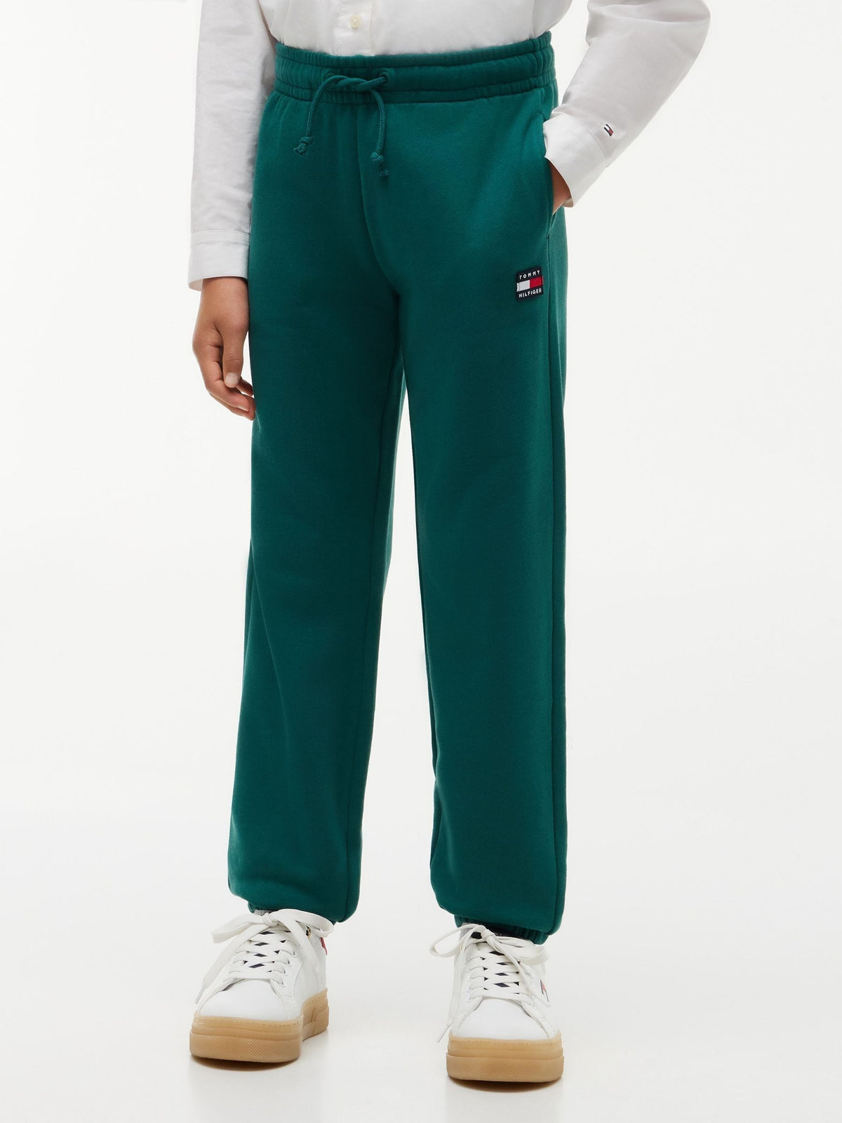 Dsiney Kidz - Tommy Hilfiger Green Flag Logo Patch Cuffed Joggers image 1
