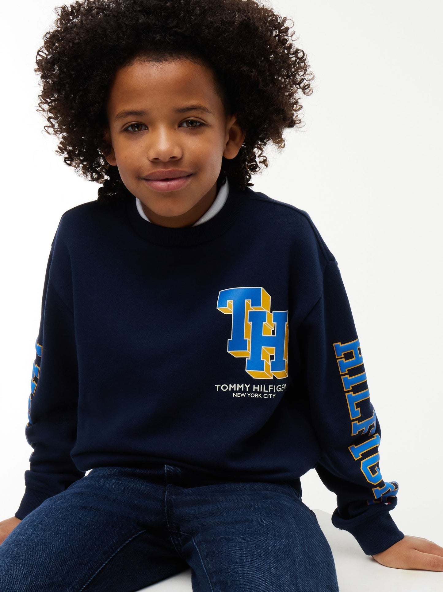 Dsiney Kidz - Tommy Hilfiger Blue Varsity Logo Sweatshirt image 4
