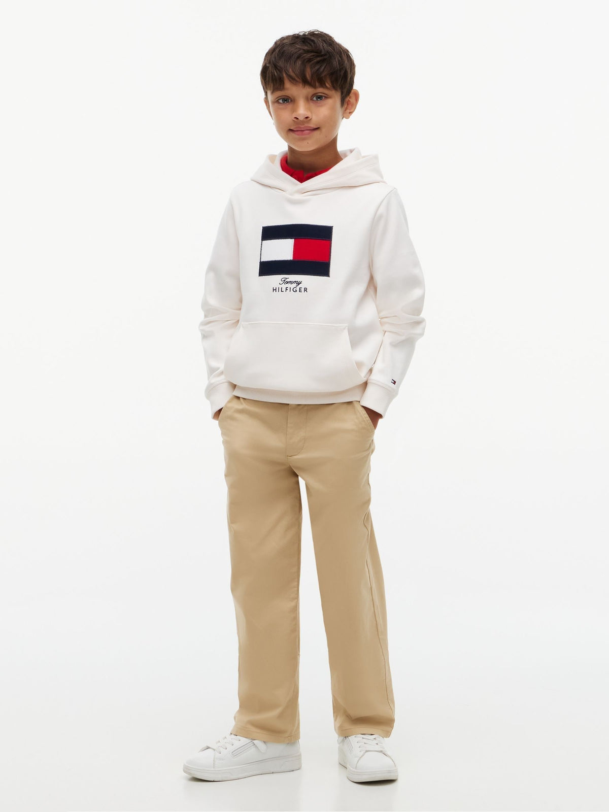 Tommy Hilfiger White Logo Interlock Knit Hoodie - image 3