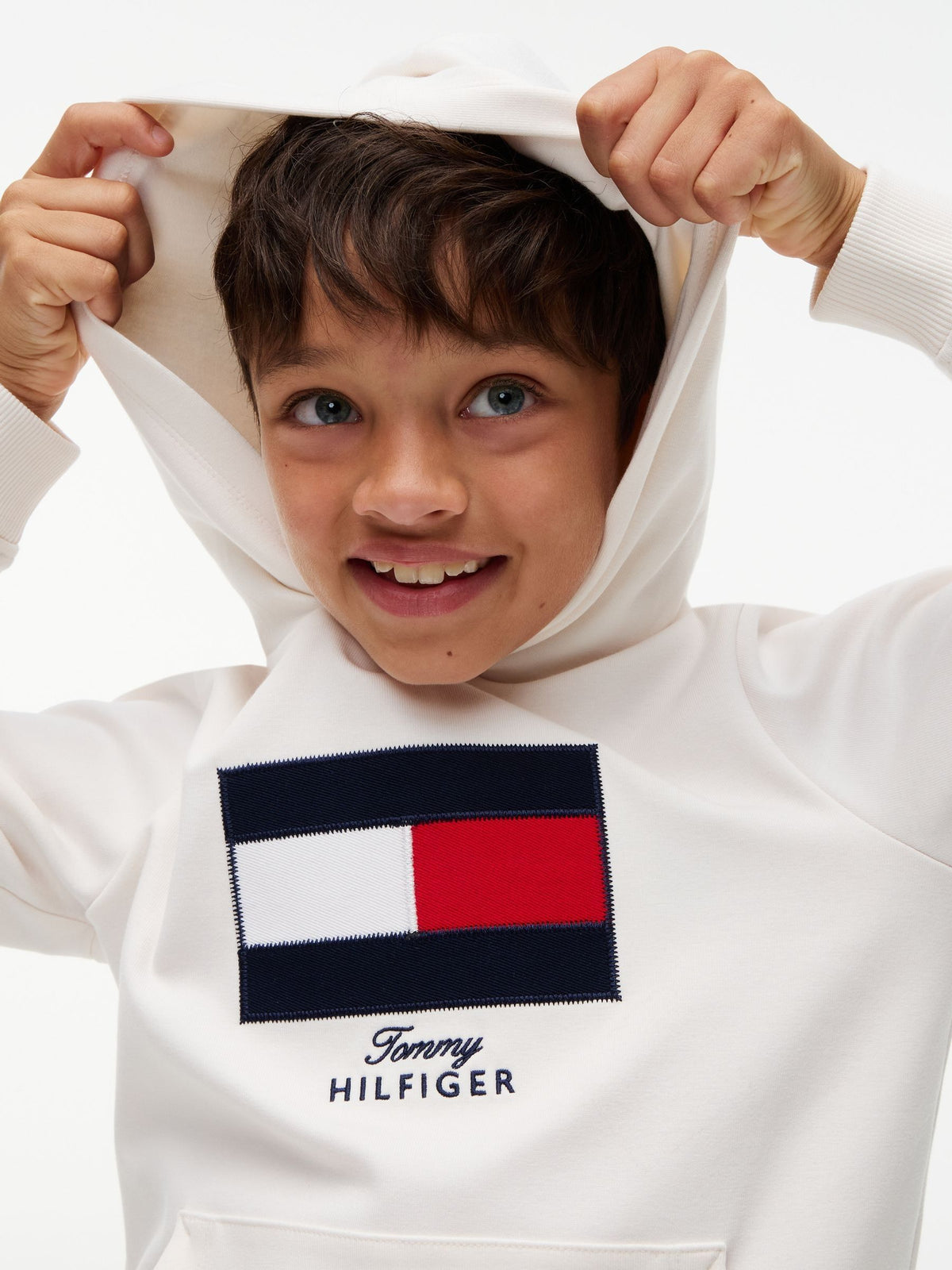 Tommy Hilfiger White Logo Interlock Knit Hoodie - image 4