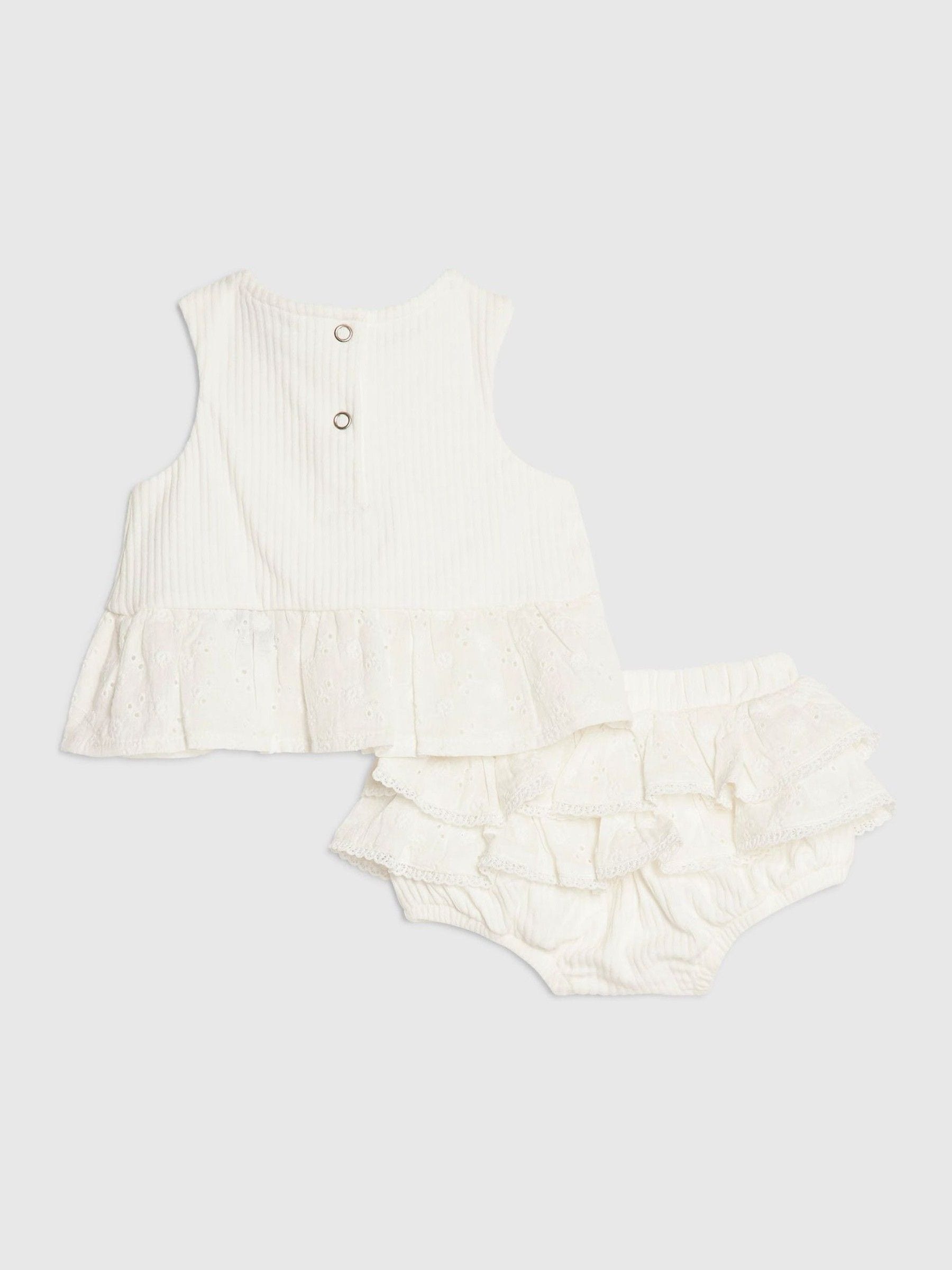 Dsiney Kidz - River Island White Ruffle Broderie Top & Short Set image 2