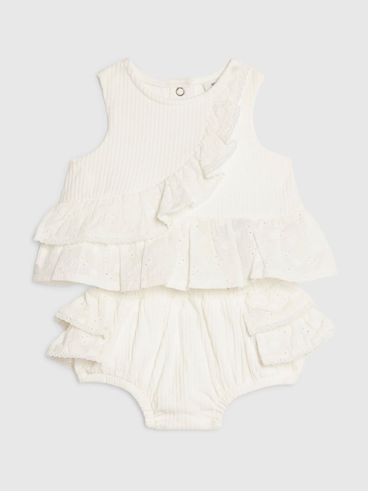 Dsiney Kidz - River Island White Ruffle Broderie Top & Short Set image 3