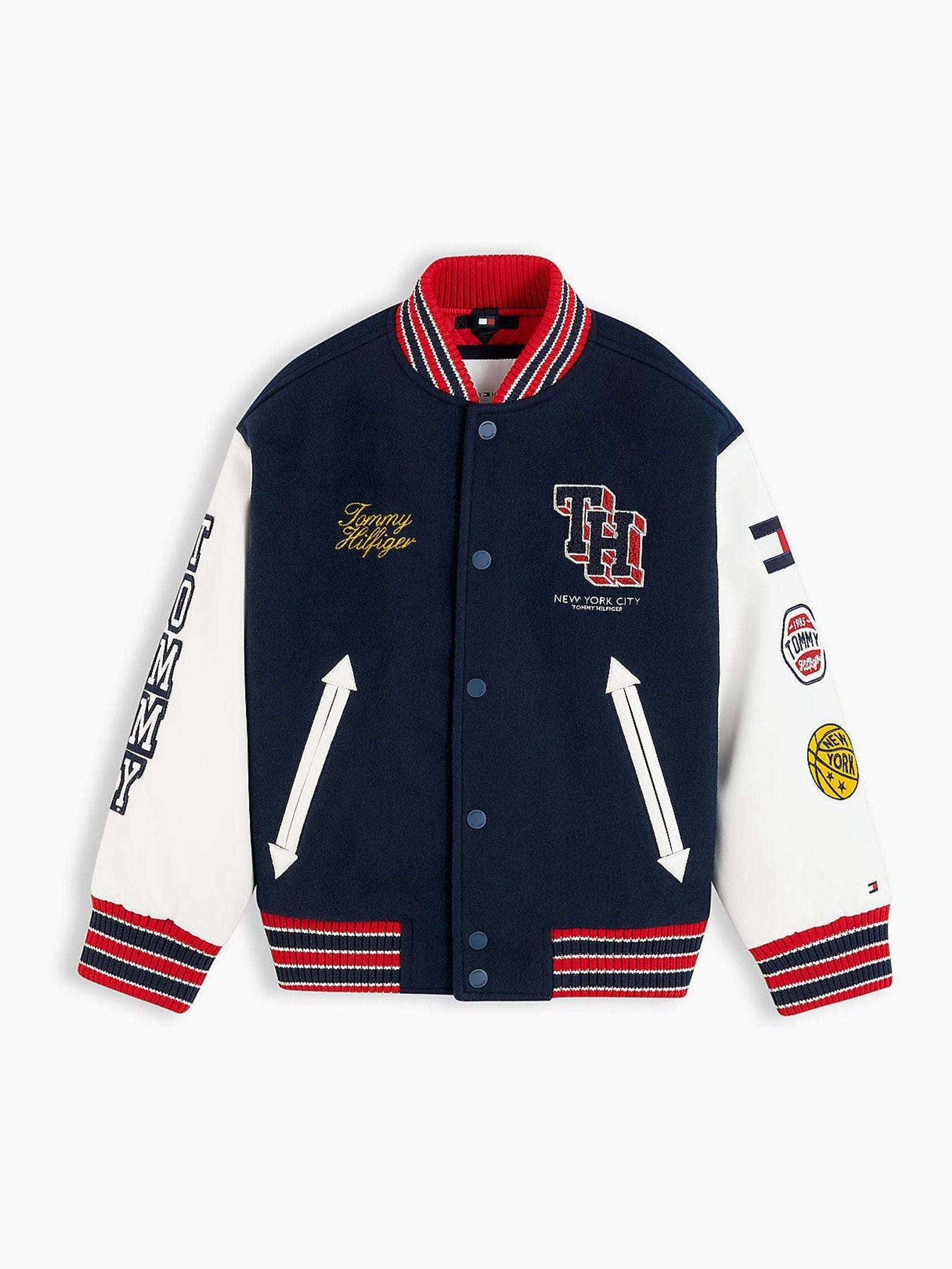 Dsiney Kidz - Tommy Hilfiger Blue Bouclé Logo Embroidery Relaxed Bomber Jacket image 5