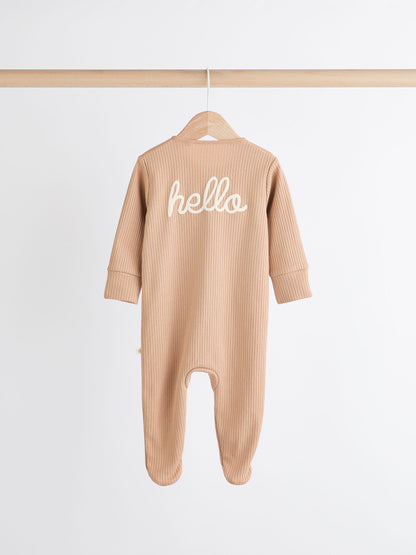 Neutral Milk Club Baby Two Way Zip 100% Cotton Sleepsuits 3 Pack (0mths-2yrs) image 4