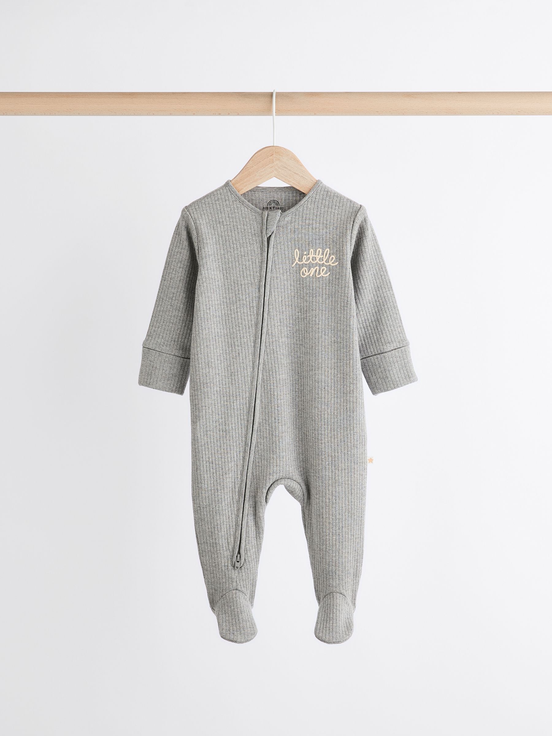 Neutral Milk Club Baby Two Way Zip 100% Cotton Sleepsuits 3 Pack (0mths-2yrs) image 5