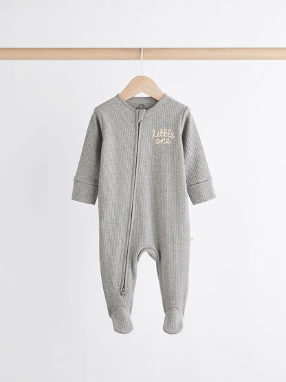 Neutral Milk Club Baby Two Way Zip 100% Cotton Sleepsuits 3 Pack (0mths-2yrs) image 5
