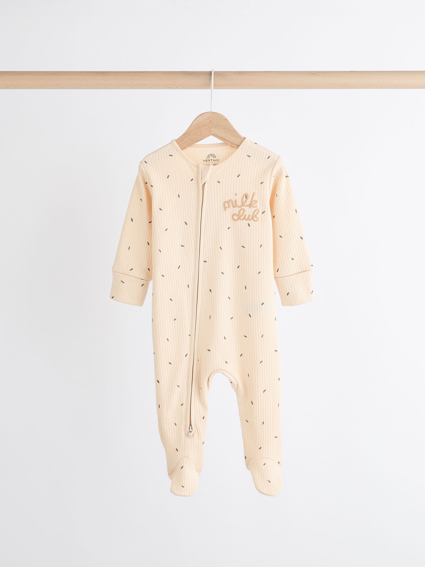Neutral Milk Club Baby Two Way Zip 100% Cotton Sleepsuits 3 Pack (0mths-2yrs) image 7