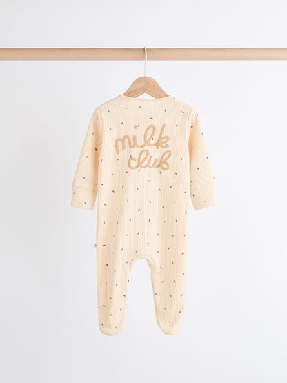 Neutral Milk Club Baby Two Way Zip 100% Cotton Sleepsuits 3 Pack (0mths-2yrs) image 8