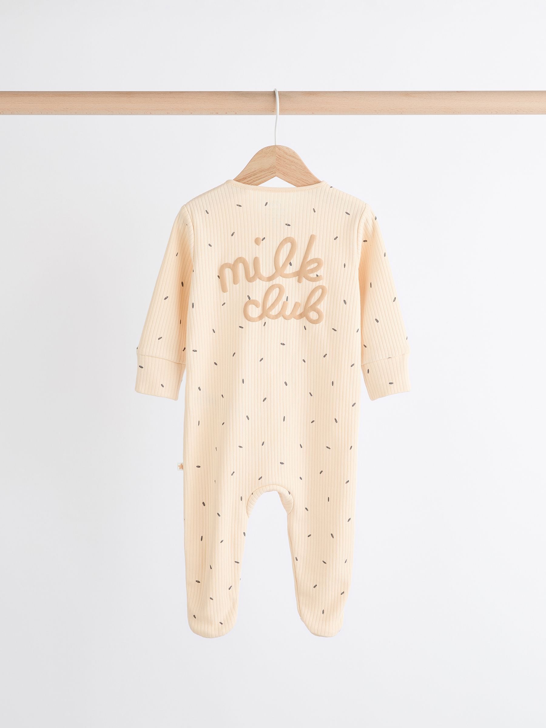Neutral Milk Club Baby Two Way Zip 100% Cotton Sleepsuits 3 Pack (0mths-2yrs) image 8