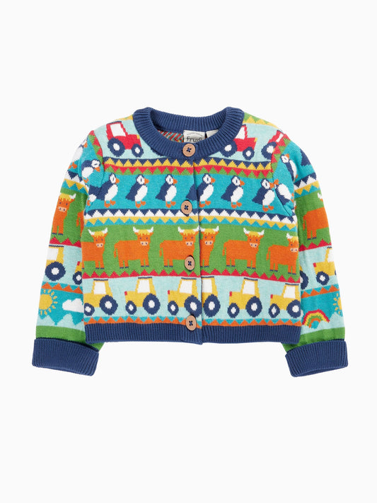 Dsiney Kidz - Frugi Blue Robyn Fairisle Cardigan image 2