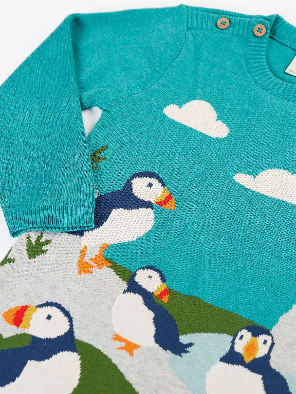 Dsiney Kidz - Frugi Blue Kiera Knitted Dress image 2