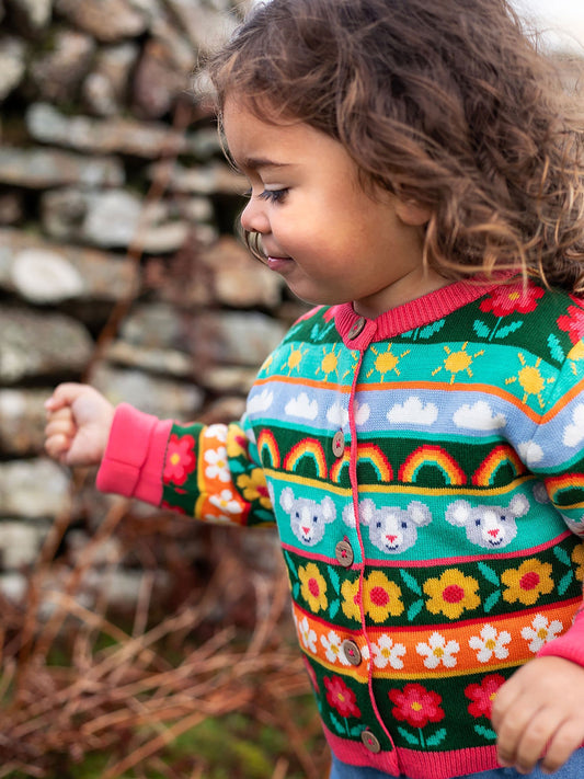 Dsiney Kidz - Frugi Blue Robyn Fairisle Cardigan image 1