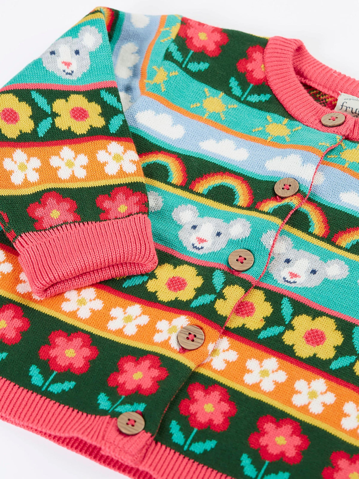 Dsiney Kidz - Frugi Blue Robyn Fairisle Cardigan image 3