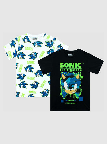 Dsiney Kidz - Character BlackWhite 100% Cotton Sonic Short Sleeve T-Shirt 2 Multipack image 1