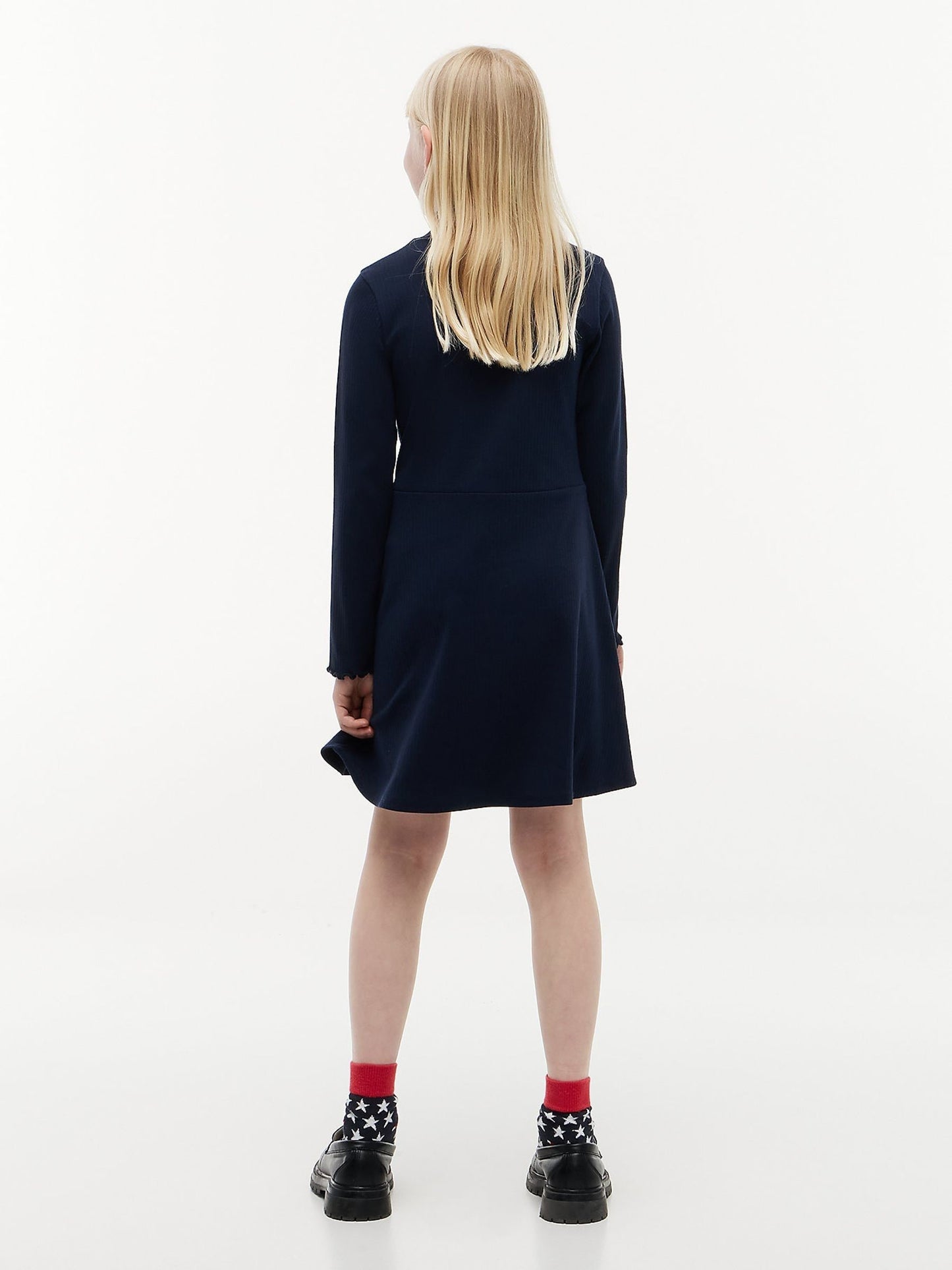 Dsiney Kidz - Tommy Hilfiger Blue Essential Ribbed Mock Neck Skater Dress image 4