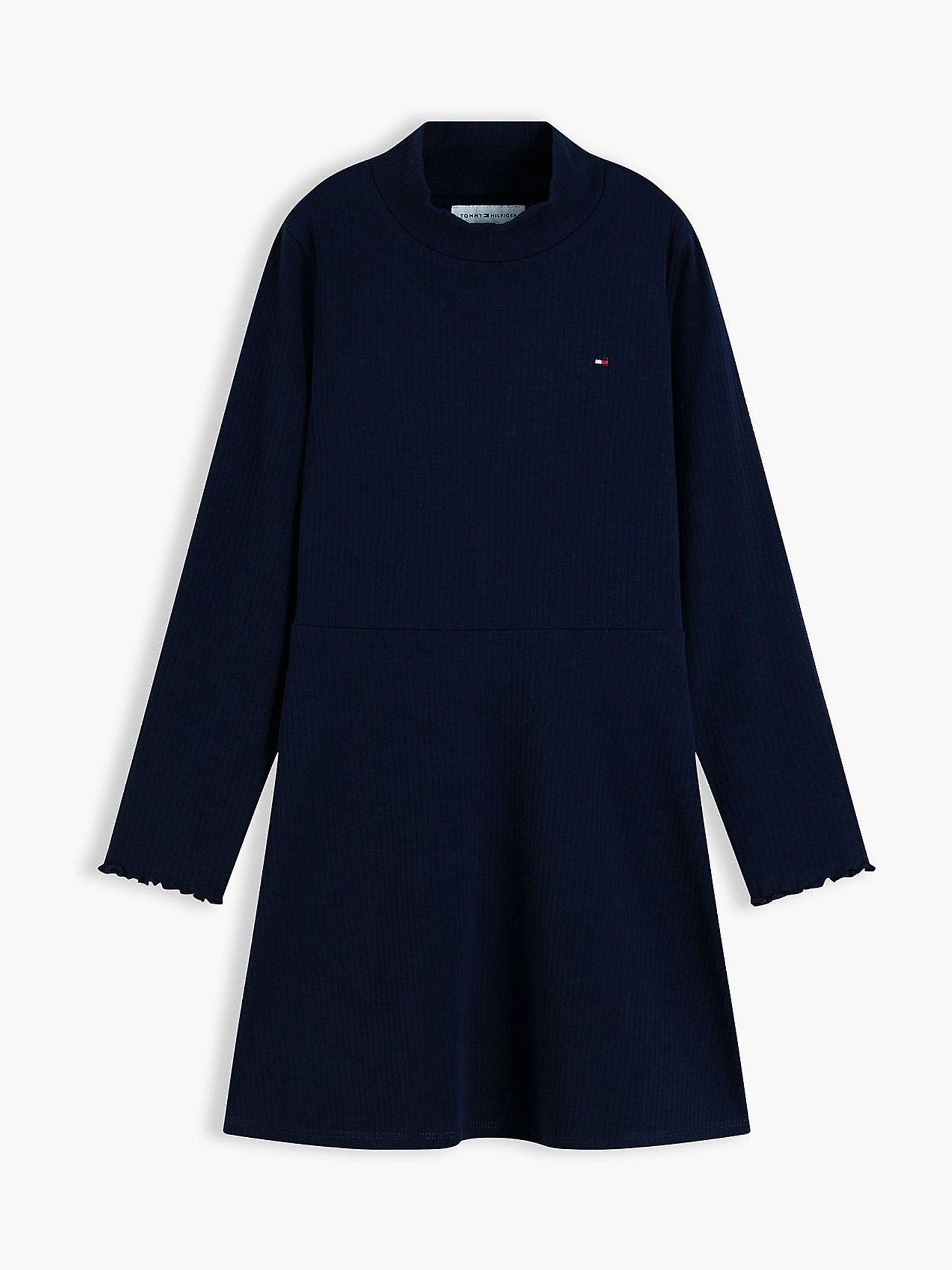 Dsiney Kidz - Tommy Hilfiger Blue Essential Ribbed Mock Neck Skater Dress image 5