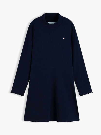 Dsiney Kidz - Tommy Hilfiger Blue Essential Ribbed Mock Neck Skater Dress image 5